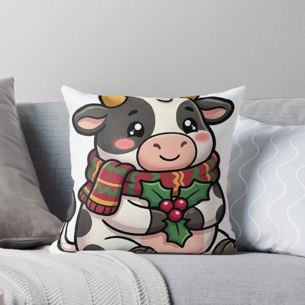 Item preview, Cute Christmas Holstein Cow Holding a Holly Sprig designed and sold by pumsquare.
