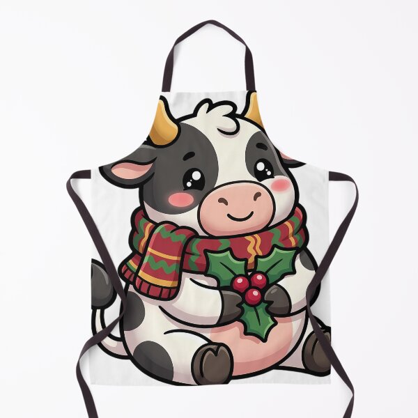 Item preview, Linda vaca Holstein navideña sosteniendo una ramita de acebo designed and sold by pumsquare.