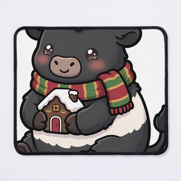 Item preview, Cute Christmas Belted Galloway Cow Hugging a Gingerbread House designed and sold by pumsquare.
