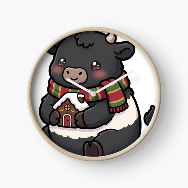 Item preview, Cute Christmas Belted Galloway Cow Hugging a Gingerbread House designed and sold by pumsquare.