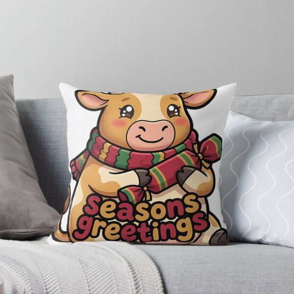 Item preview, Cute Christmas Guernsey Cow Holding a Christmas Cracker - Seasons Greetings designed and sold by pumsquare.