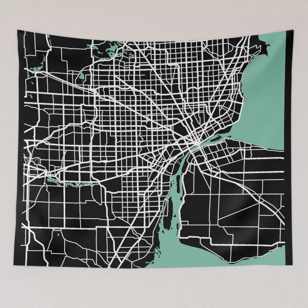 Item preview, Detroit Map Michigan City USA Travel Souvenir designed and sold by MapsByLeo.