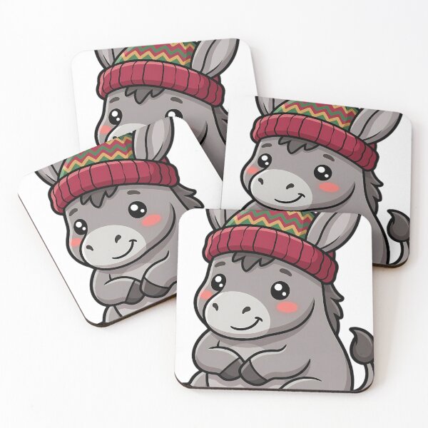 Item preview, Cute Christmas Donkey in a Knitted Bobble Hat designed and sold by pumsquare.