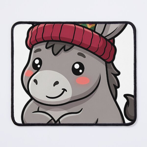 Item preview, Cute Christmas Donkey in a Knitted Bobble Hat designed and sold by pumsquare.