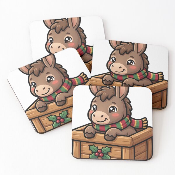 Item preview, Cute Christmas Donkey Foal Peeking Out of a Wooden Crate designed and sold by pumsquare.