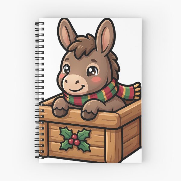 Item preview, Cute Christmas Donkey Foal Peeking Out of a Wooden Crate designed and sold by pumsquare.