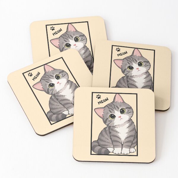 Item preview, Cute Grey Cat Meow Kitten Paw Print Kawaii Anime Tabby Cat designed and sold by DontCareClub.