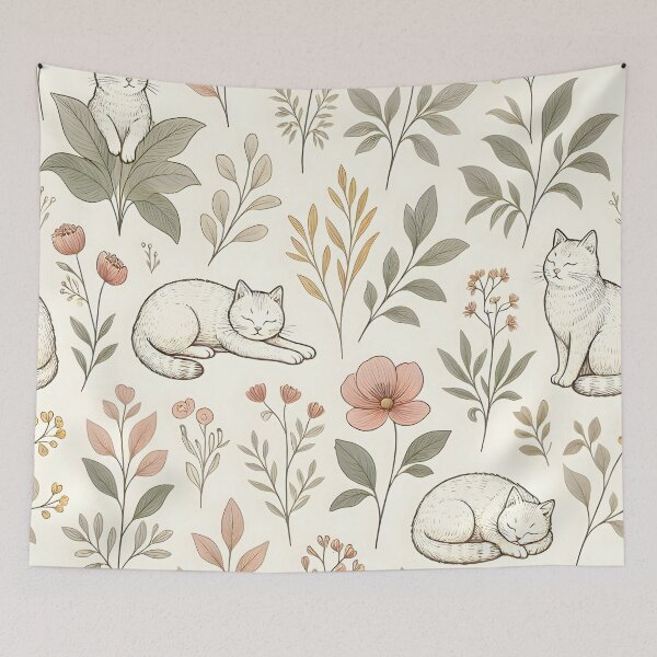 Item preview, Cottagecore Botanical Garden Cats designed and sold by Sybille-Yates.