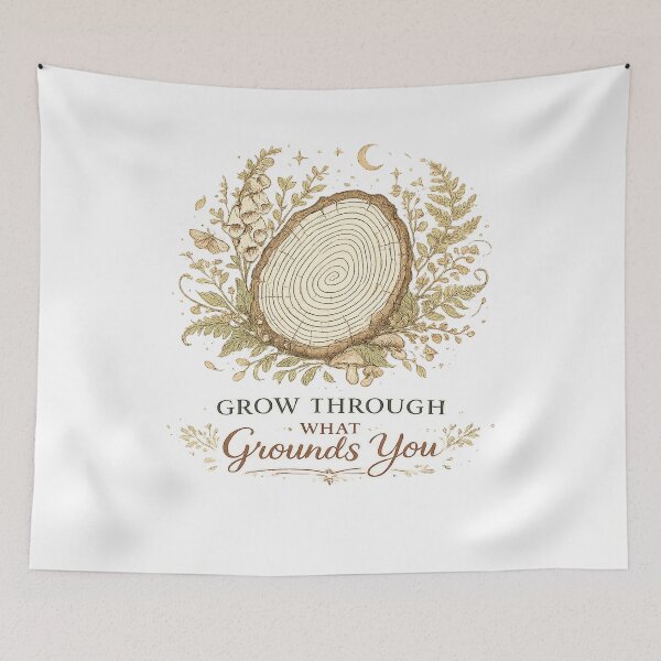 Item preview, Grow Through What Grounds You Tree Rings Botanical Cottagecore Nature Design designed and sold by inkoutninja.