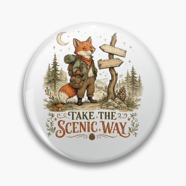 Item preview, Take the Scenic Way Fox Hiker Woodland Adventure Cottagecore Design designed and sold by inkoutninja.