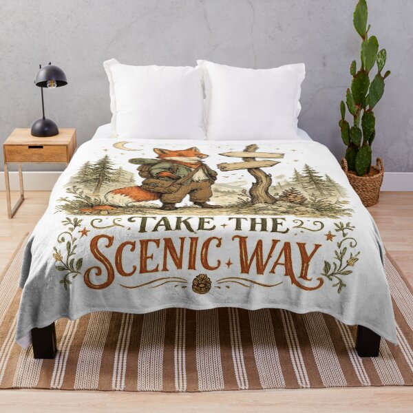 Item preview, Take the Scenic Way Fox Hiker Woodland Adventure Cottagecore Design designed and sold by inkoutninja.
