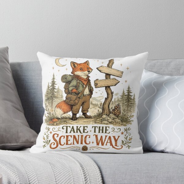 Item preview, Take the Scenic Way Fox Hiker Woodland Adventure Cottagecore Design designed and sold by inkoutninja.