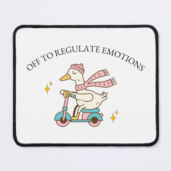 Item preview, Off To Regulate Emotions Black Font Cute Goose On Scooter Meme designed and sold by kristy1003.