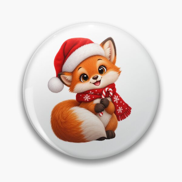 Item preview, Cute Christmas Fox with Candy Cane – Santa Hat & Festive Scarf designed and sold by Pixanova.