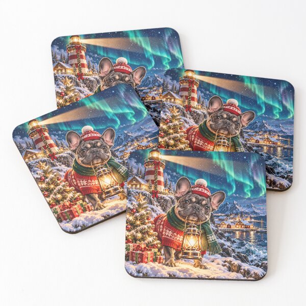 Item preview, Christmas Frenchie Lighthouse Keeper – Nordic Winter Bulldog Art designed and sold by cipoprimo.
