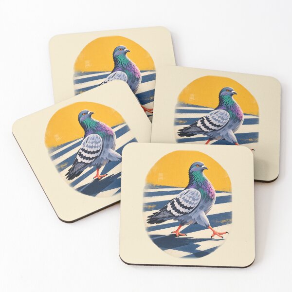 Item preview, Right of Way – Funny Pigeon Crossing Illustration designed and sold by astersgraphics.