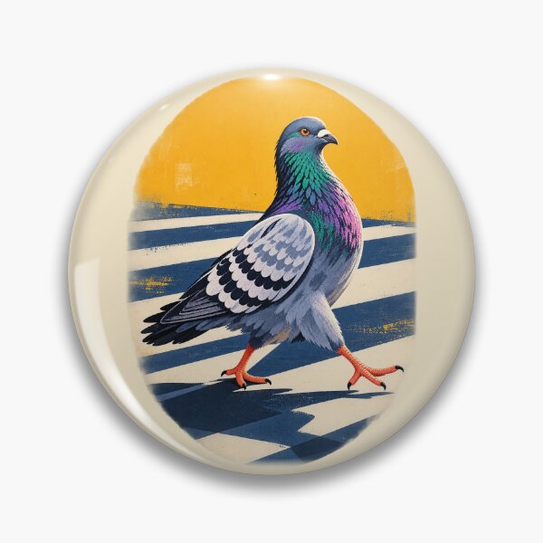 Item preview, Right of Way – Funny Pigeon Crossing Illustration designed and sold by astersgraphics.