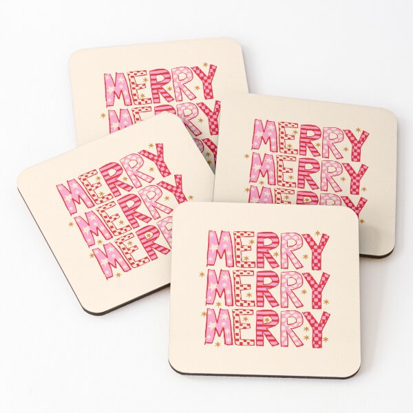 Item preview, Patchwork Pink Merry Merry Merry Christmas designed and sold by MaiZephyr.