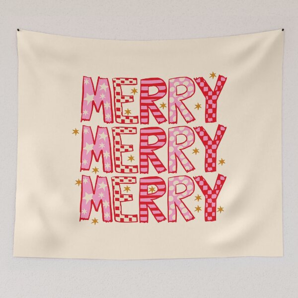 Item preview, Patchwork Pink Merry Merry Merry Christmas designed and sold by MaiZephyr.