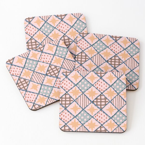 Item preview, Vintage Harlequin Patchwork Quilt with Stars and Dots designed and sold by LeelaLab.
