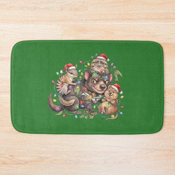 Item preview, Cute Australian Christmas Animals Tangled in Lights – Tasmanian Devil Quokka Numbat Tawny Frogmouth Art designed and sold by Wennebabs.