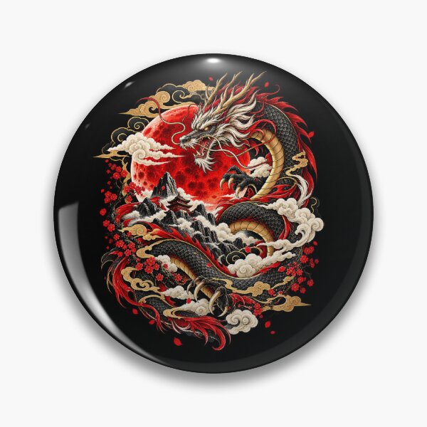 Item preview, Japanese Dragon and Crimson Moon | Traditional Streetwear Art designed and sold by WOHAMMAD.