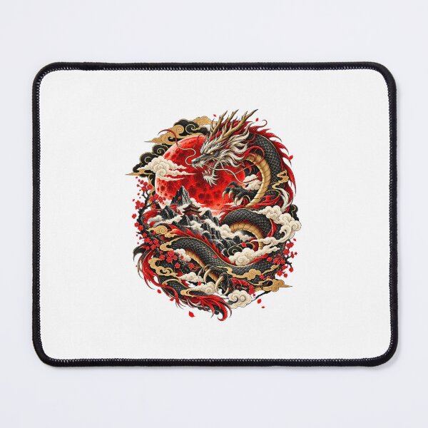 Item preview, Japanese Dragon and Crimson Moon | Traditional Streetwear Art designed and sold by WOHAMMAD.