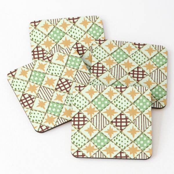 Item preview, Vintage Harlequin Patchwork Quilt with Stars and Dots designed and sold by LeelaLab.