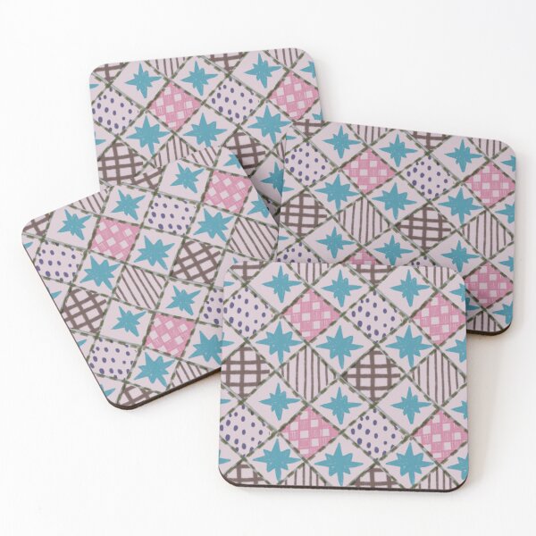 Item preview, Vintage Harlequin Patchwork Quilt with Stars and Dots designed and sold by LeelaLab.