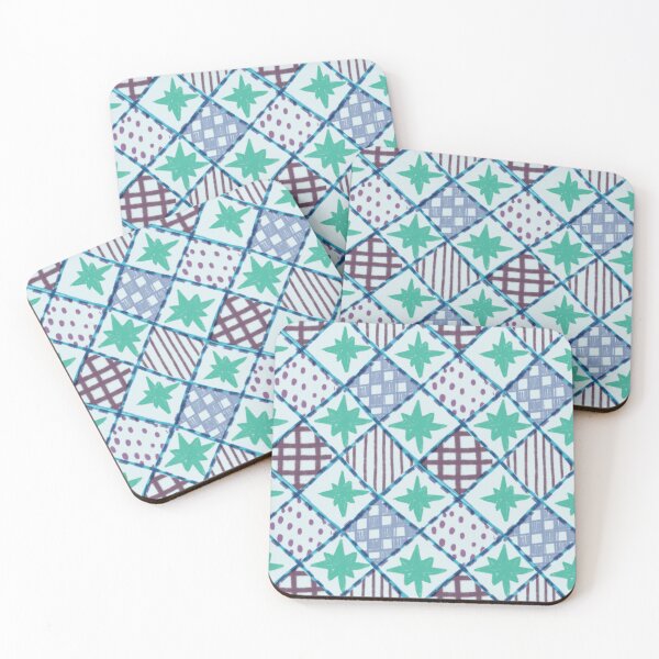 Item preview, Vintage Harlequin Patchwork Quilt with Stars and Dots designed and sold by LeelaLab.