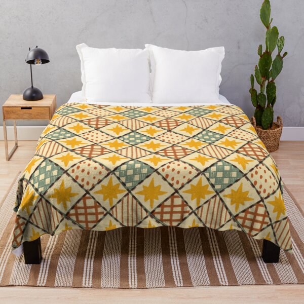 Item preview, Vintage Harlequin Patchwork Quilt with Stars and Dots designed and sold by LeelaLab.