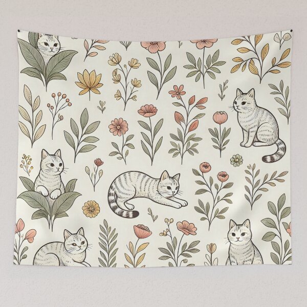 Item preview, Cottagecore Botanical Garden Cats designed and sold by Sybille-Yates.