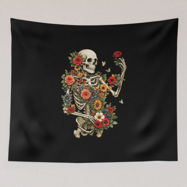 Item preview, Dark Botanical Skeleton with Gothic Floral Bouquet designed and sold by yarnell-press.