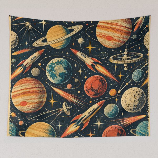 Item preview, Vintage Space Exploration Retro Cosmic Pattern designed and sold by Curio Meridian.