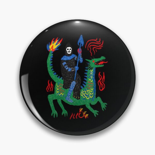 Item preview, Skelett-Ritter mit buntem mittelalterlichem Drachen designed and sold by yarnell-press.