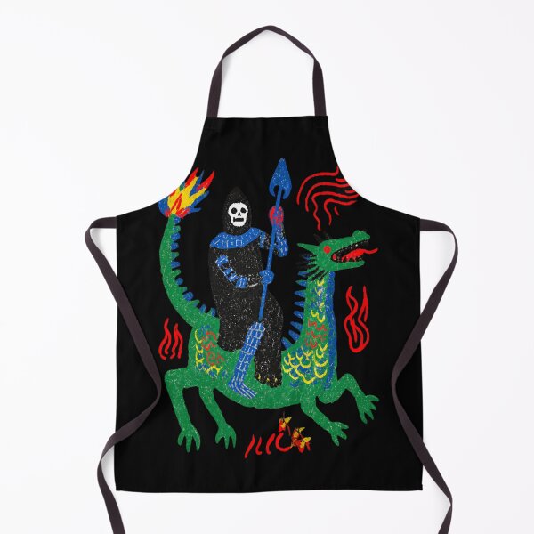 Item preview, Skelett-Ritter mit buntem mittelalterlichem Drachen designed and sold by yarnell-press.