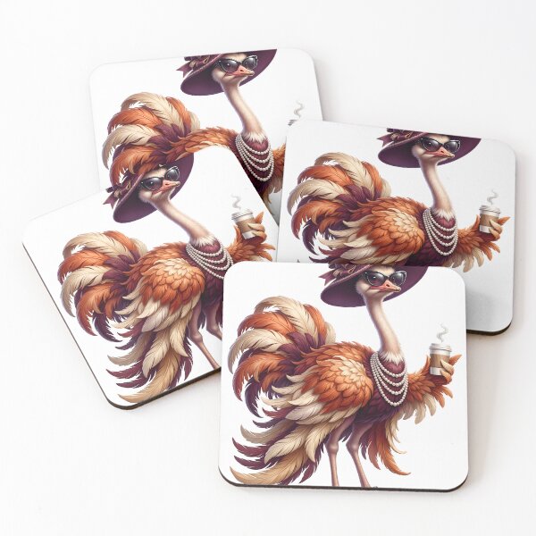 Item preview, Glamorous Ostrich with Coffee, Sunglasses, and Sneakers designed and sold by canvahub.