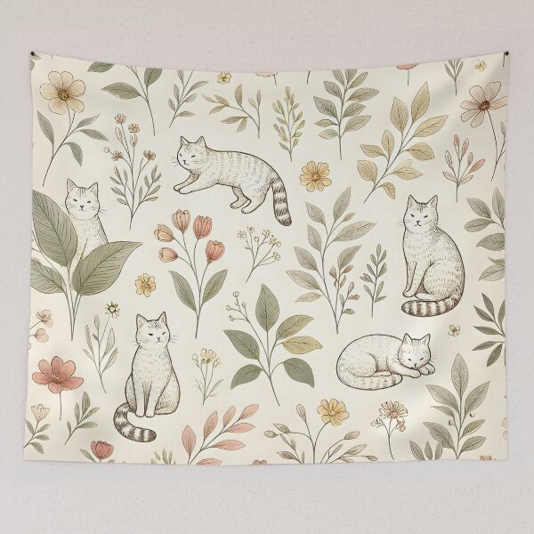 Item preview, Cottagecore Botanical Garden Cats designed and sold by Sybille-Yates.