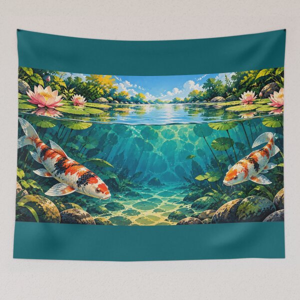 Item preview, Below the Surface – Colorful Koi Pond Underwater Illustration designed and sold by astersgraphics.