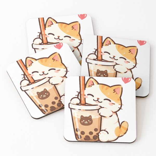 Item preview, Boba Milk Tea Cat - Cute Kawaii Bubble Tea Lover Sticker designed and sold by Cup_ART01.