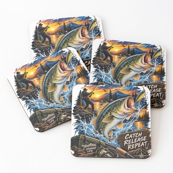 Item preview, Bass Fishing Life – Catch Release Repeat Angler Design designed and sold by ModernPrints Lab.