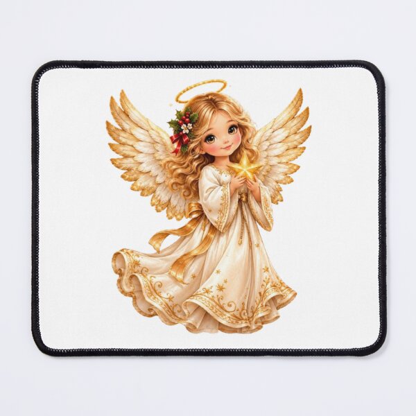 Item preview, Christmas Angel with Golden Wings and Glowing Star designed and sold by Pixanova.