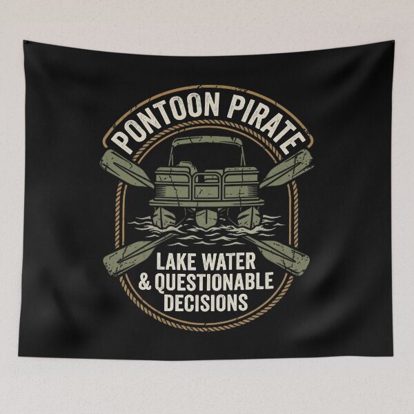 Item preview, Pontoon Pirate – Lake Water & Questionable Decisions Funny Vintage Badge Boating Art designed and sold by Luminari Creations.