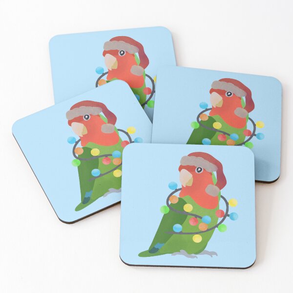 Item preview, Green Lovebird Christmas Illustration designed and sold by FandomizedRose.