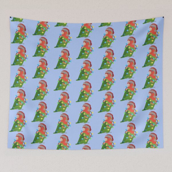 Item preview, Green Lovebird Christmas Illustration designed and sold by FandomizedRose.