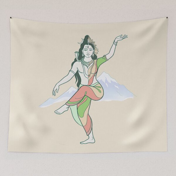 Item preview, Ardhanarishvara Dance in Kailash Line Art designed and sold by hutofdesigns.
