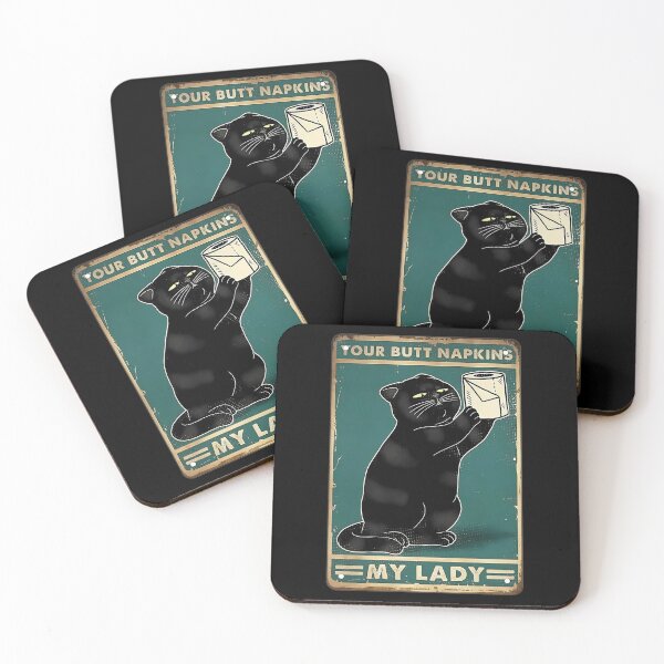 Item preview, Black-Cat-With-Toilet-Paper-Your-Butt-Napkins-My-Lady-Satin-Portrait-Poster-Metal-Retro-Vintage-Tin-Sign-Bar-Wall-Decor-Poster designed and sold by shiucass.