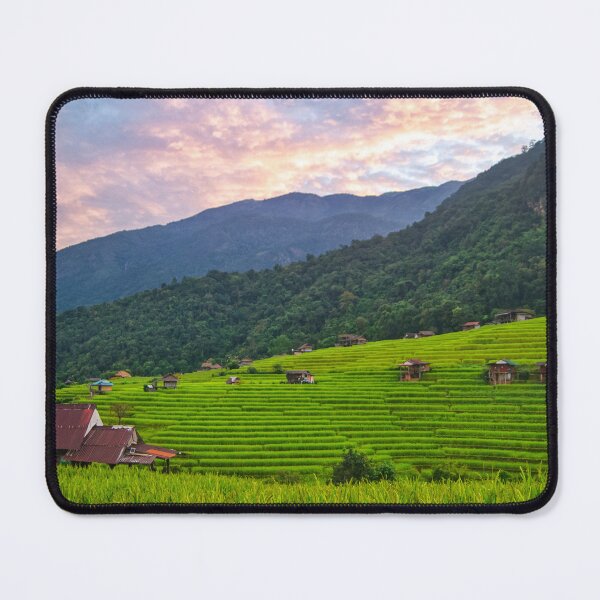 Item preview, Pink Sky Over Pa Pong Piang — Rice Terraces and Mountain, Chiang Mai Thailand designed and sold by Jomsunshine.
