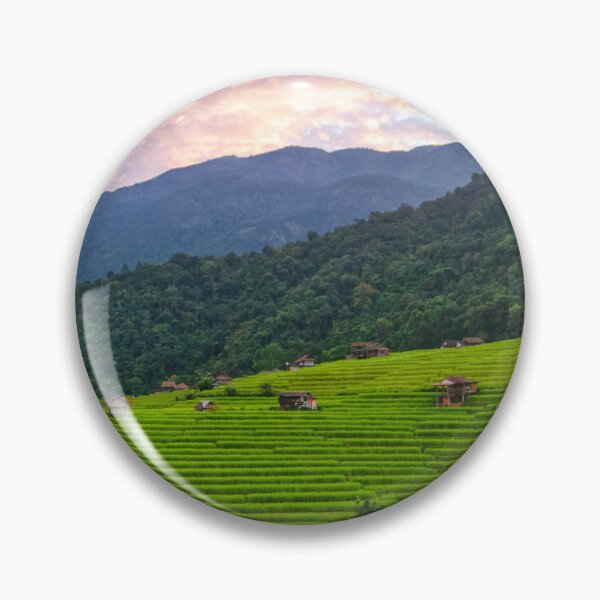 Item preview, Pink Sky Over Pa Pong Piang — Rice Terraces and Mountain, Chiang Mai Thailand designed and sold by Jomsunshine.