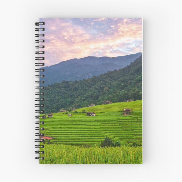 Item preview, Pink Sky Over Pa Pong Piang — Rice Terraces and Mountain, Chiang Mai Thailand designed and sold by Jomsunshine.